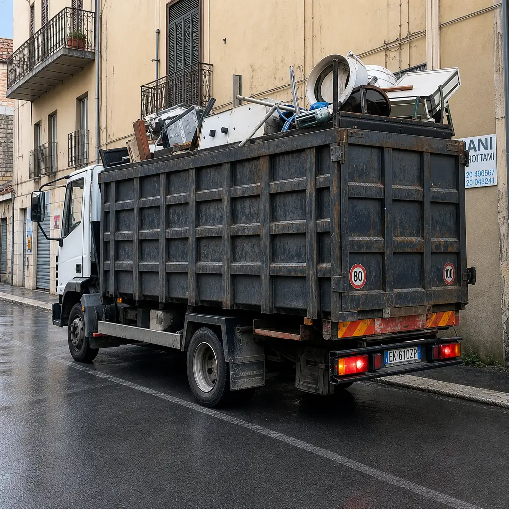 Camion per il ritiro di rifiuti ingombranti e rottami metallici a domicilio a Lecce e provincia, servizio Smaltimento Cataldi di Galatone.